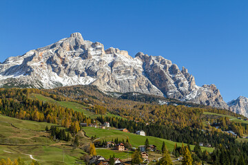 Fototapeta na wymiar Mountain village of Calfosch in Dolomites at Val Badia in South Tyrol