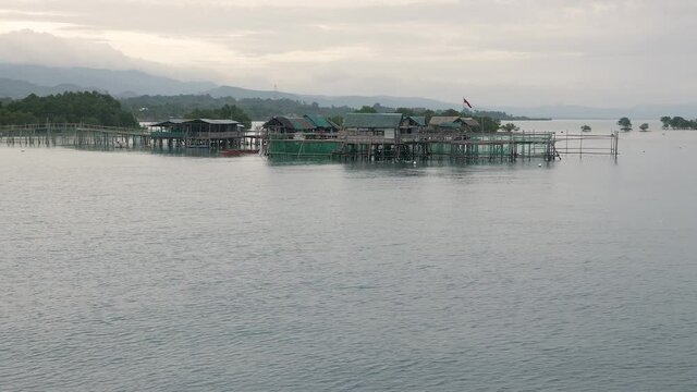 Wooden houses on the river in Philippines