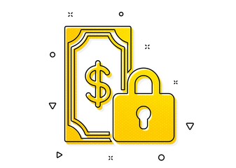 Dollar sign. Private payment icon. Finance symbol. Yellow circles pattern. Classic private payment icon. Geometric elements. Vector