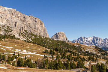 Fototapeta na wymiar Dolomites mountains at Val Gardena in Italy