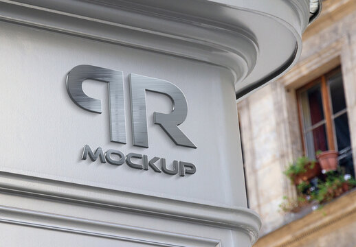 Logo on a Shop Corner in Street Mockup