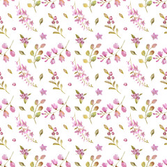 illustration seamless pattern with forest flowers