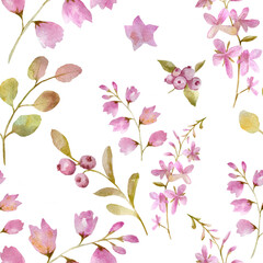 illustration seamless pattern with forest flowers