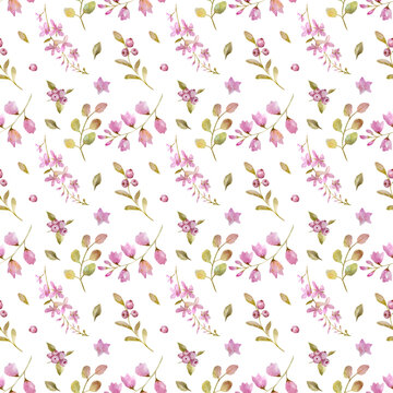 illustration seamless pattern with forest flowers