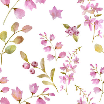 illustration seamless pattern with forest flowers