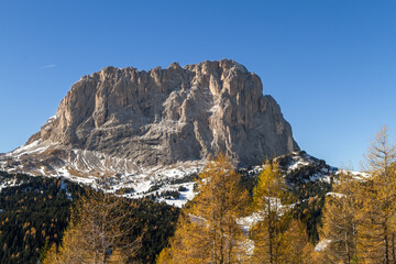 Scenic Langkofel-Sasso lungo mountain in Val Gardena in italian South Tirol