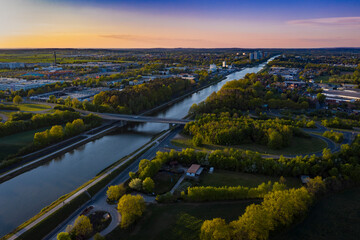 Aerial view of Rhine–Main–Danube-Canal Erlangen