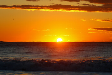 Beach sunrise in Japan, Chiba, Land of the rising sun, Hebara beach is famous for being one of the first places to see the sunrise in Japan.