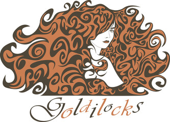 Golden Hair, Girl, Woman, Vector Logo, Goldilocks.