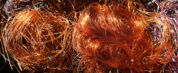 Shiny copper wire ready for recycling at the factory