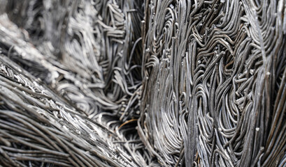 Cubes of aluminum pressed wire ready for remelting