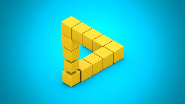 Impossible Triangle. Abstract background, 2 in 1, loop, alpha matte, 3d rendering, 4k resolution
