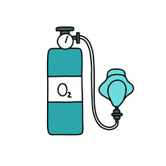 oxygen mask and cylinder doodle icon, vector illustration
