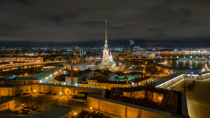 Fototapeta na wymiar Aerial view of Peter and Paul Fortress, St Petersburg, Russia
