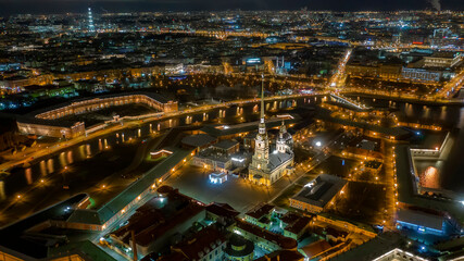 Aerial view of Peter and Paul Fortress, St Petersburg, Russia