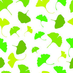 Ginkgo Biloba Seamless  Pattern Botany Plant flat digital vector illustration. Green medical cosmetic leaves. Flora Ayurvedic Medicine Theme. Design for textile, fabric, wallpaper. Camo background 
