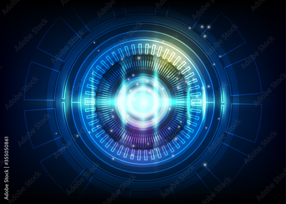 Poster digital cyber technology circle vector background