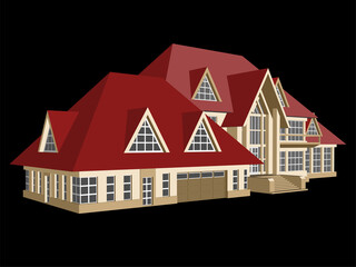 Villa. Modern house. Colorful illustration of a country house.