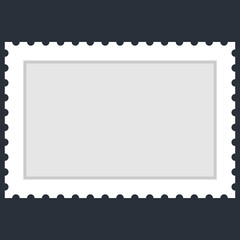 Blank rectangular white paper postage stamp. Recolorable shape isolated from background. Vector illustration is a graphic element for artistic design projects.