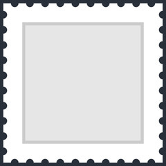 Blank square white paper postage stamp. Recolorable shape isolated from background. Vector illustration is a graphic element for artistic design projects. - 355051075
