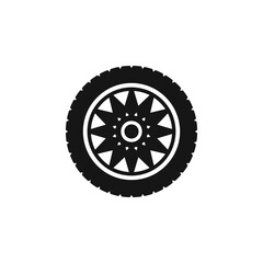 Obraz premium Car wheel with tire icon vector illustration