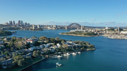 Obraz premium Drone photograph collection of Sydney's CBD and surrounds taken from over the harbour.