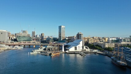 Drone photograph collection of Sydney's CBD and surrounds taken from over the harbour.