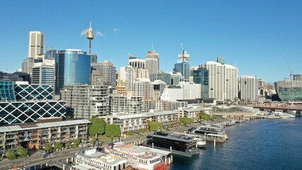 Obraz premium Drone photograph collection of Sydney's CBD and surrounds taken from over the harbour.