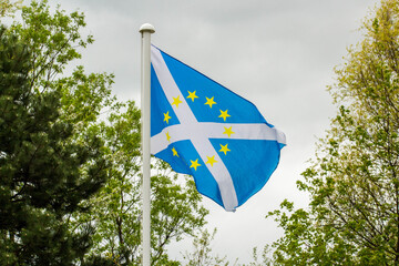 The Flag of Scotland, also known as Saint Andrew's Cross or the Saltire with Yellow European Union...