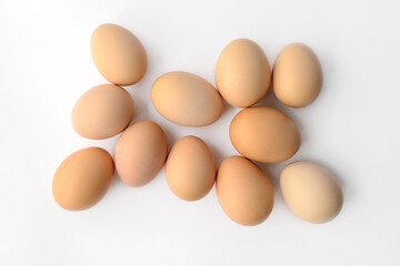 resh farm eggs isolated on white