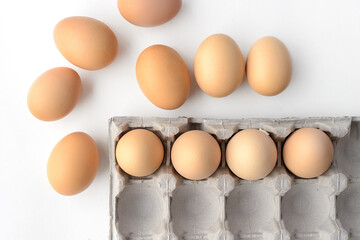 fresh farm eggs isolated in carton