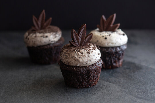 Homemade cannabis cbd infused chocolate cupcakes