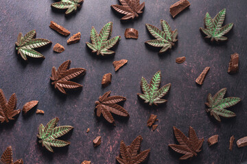 CBD and THC infused cannabis chocolate edibles for medical use. Tasty cannabis made with marijuana butter.