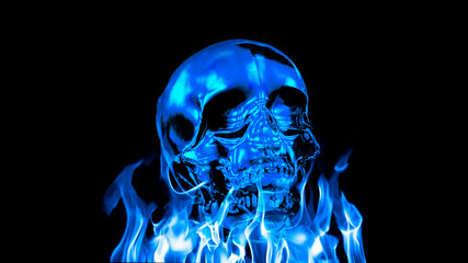 human skull on fire