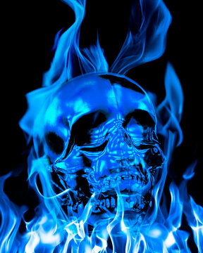 blue fire skull