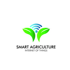 smart agriculture logo icon for startup farming company with internet of things database technology