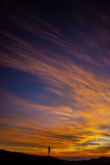 Por do sol das montanhas dos Campos do Quiriri no Paraná, Brasil