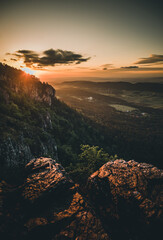 colorful sunrise at a mountain peak in the alps of austria