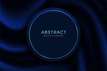 Abstract background. Realistic fluttering blue dot pattern with round frame for inserting text.
