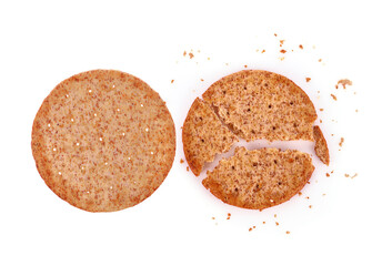 Crackers cereals,biscuits isolated on white background.