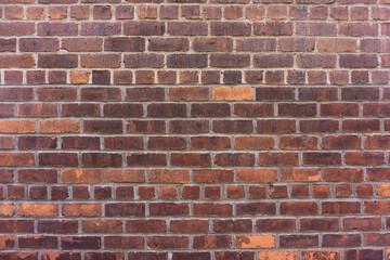 Close up of brick wall texture background, red bricks, vintage style