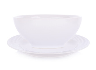 white plate and bowl on white background