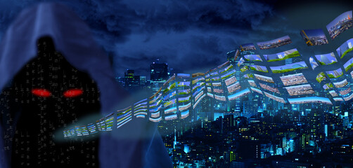 ハッカーによるデータ流出のイメージ
