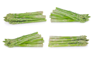 green asparagus isolated on white background.