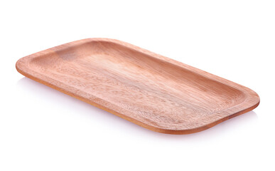 Wooden plate  isolated on white background.