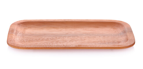 Wooden plate  isolated on white background.