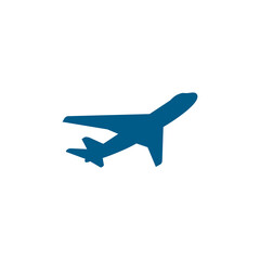 Airplane Blue Icon On White Background. Blue Flat Style Vector Illustration