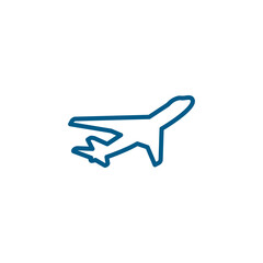 Airplane Line Blue Icon On White Background. Blue Flat Style Vector Illustration