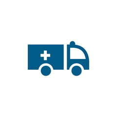 Ambulance Blue Icon On White Background. Blue Flat Style Vector Illustration