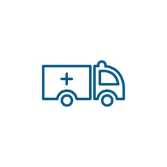 Ambulance Line Blue Icon On White Background. Blue Flat Style Vector Illustration